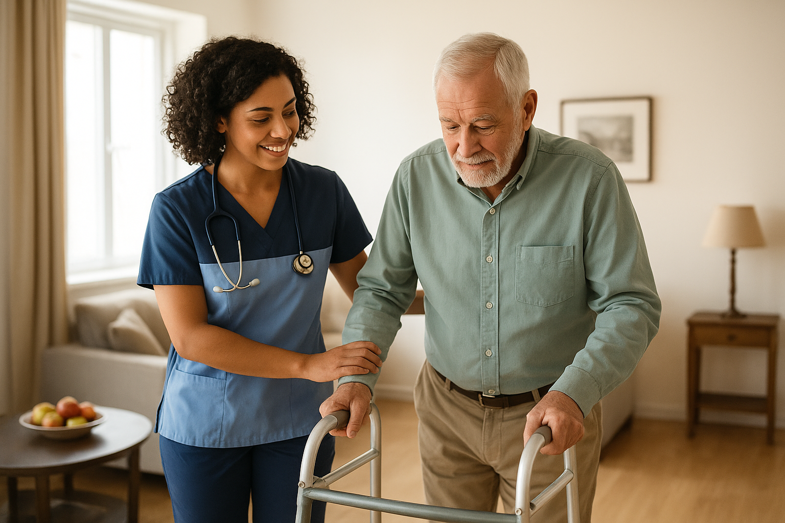 Nurse assisting patient